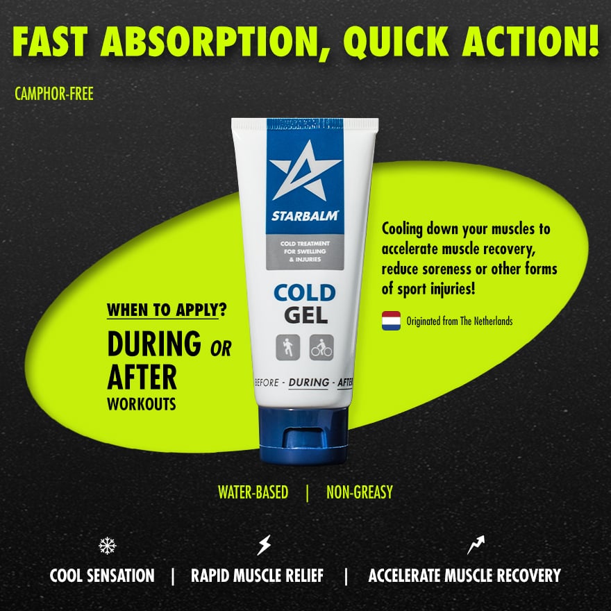 STARBALM Cold Gel 100ml | Muscle Cooling Gel for Sports Recovery, Gym, Running, Cycling, Yoga
